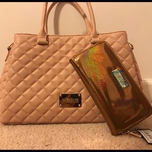 Sold Bebe Blush Quitted Purse + Iridescent Wallet